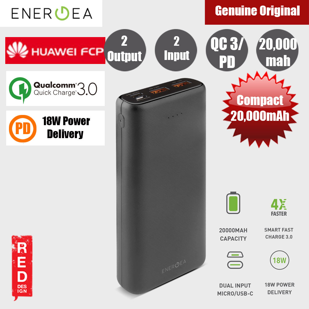 Picture of Energea  Compac Ultra USB C PD Power Delivery 18W Power Bank 20000mAh for iPhone Huawei Samsung Red Design- Red Design Cases, Red Design Covers, iPad Cases and a wide selection of Red Design Accessories in Malaysia, Sabah, Sarawak and Singapore 