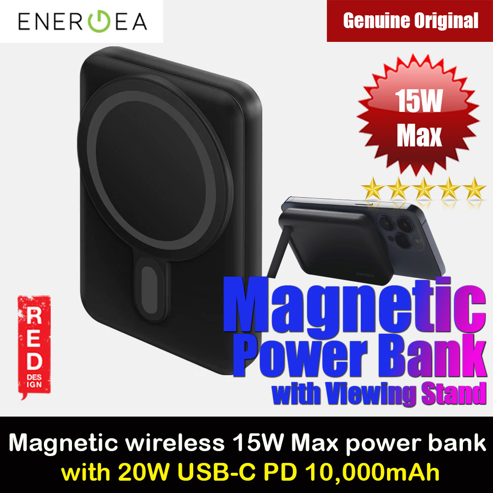 Picture of Energea Magpac Mini Magnetic Wireless Charge Charging Powerbank 15W Max 20W USB-C PD with Viewing Stand (Black) Red Design- Red Design Cases, Red Design Covers, iPad Cases and a wide selection of Red Design Accessories in Malaysia, Sabah, Sarawak and Singapore 
