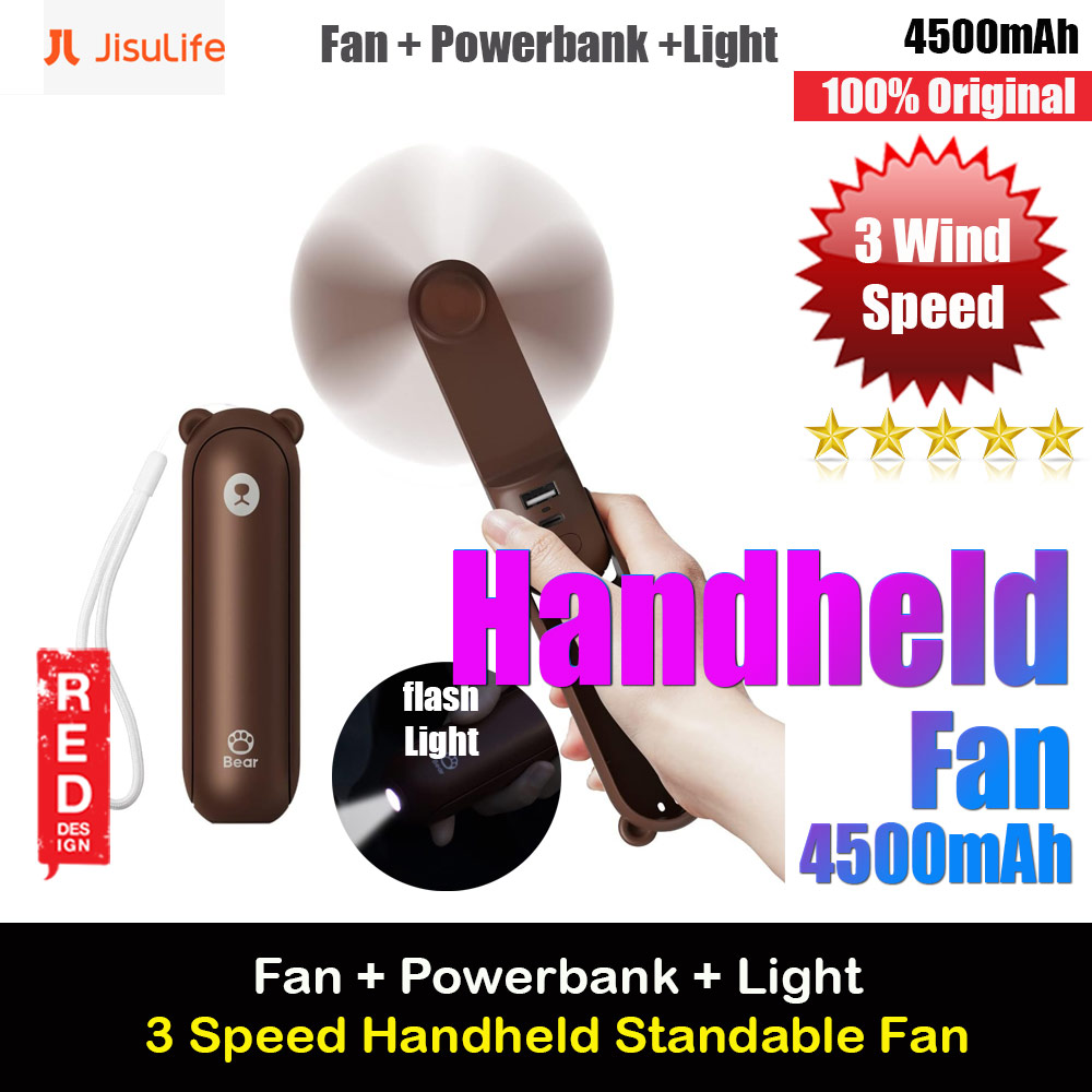 Picture of Jisulife 3 in 1 Mini Handheld Fan USB Rechargeable Fan Power Bank with Flash Light for Office OutdoorTravel Hiking Camping  Concert Indoor Court F8X (Brown) Red Design- Red Design Cases, Red Design Covers, iPad Cases and a wide selection of Red Design Accessories in Malaysia, Sabah, Sarawak and Singapore 