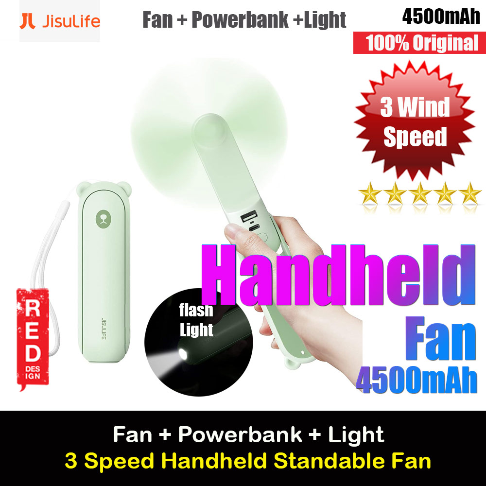 Picture of Jisulife 3 in 1 Mini Handheld Fan USB Rechargeable Fan Power Bank with Flash Light for Office OutdoorTravel Hiking Camping  Concert Indoor Court F8X (Green) Red Design- Red Design Cases, Red Design Covers, iPad Cases and a wide selection of Red Design Accessories in Malaysia, Sabah, Sarawak and Singapore 