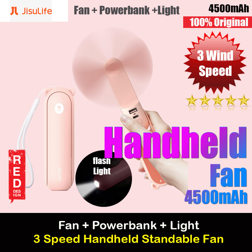 Picture of Jisulife 3 in 1 Mini Handheld Fan USB Rechargeable Fan Power Bank with Flash Light for Office OutdoorTravel Hiking Camping  Concert Indoor Court F8X (Pink) Red Design- Red Design Cases, Red Design Covers, iPad Cases and a wide selection of Red Design Accessories in Malaysia, Sabah, Sarawak and Singapore 
