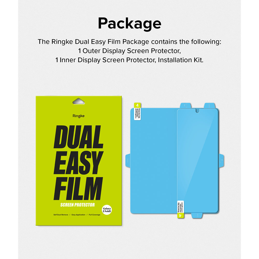 Picture of Samsung Galaxy Z Fold 5 Screen Protector | Ringke Dual Easy Film Soft Film Screen Protector for Samsung Galaxy Z Fold 5 (Font and Inside)