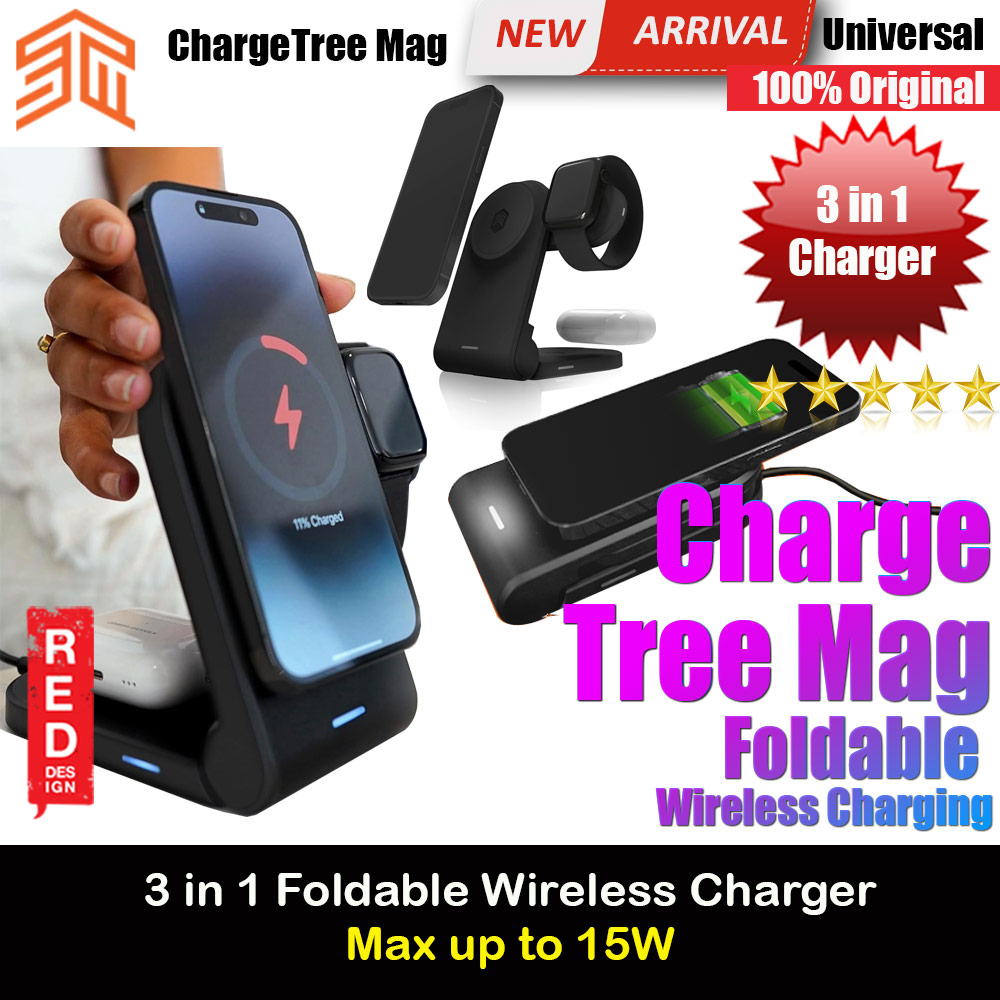 Picture of STM Goods ChargeTreeMag 3 in 1 Wireless Charging Station Max 15W for Smartphone from iPhone 12 iPhone 15 Pro Max Airpods Pro Apple Watch (Black) Apple Airpods 1- Apple Airpods 1 Cases, Apple Airpods 1 Covers, iPad Cases and a wide selection of Apple Airpods 1 Accessories in Malaysia, Sabah, Sarawak and Singapore 