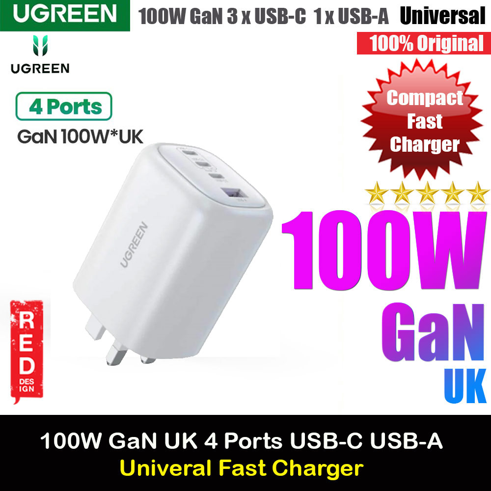 Picture of UGREEN PD 100W 65W 30W 20W GaN Fast Charger UK 3 USB C 1 USB A Port 4 Port Mini Compact Charger For iPhone 14 Pro Max Galaxy S23 Ultra (UK) Samsung Galaxy S23- Samsung Galaxy S23 Cases, Samsung Galaxy S23 Covers, iPad Cases and a wide selection of Samsung Galaxy S23 Accessories in Malaysia, Sabah, Sarawak and Singapore 