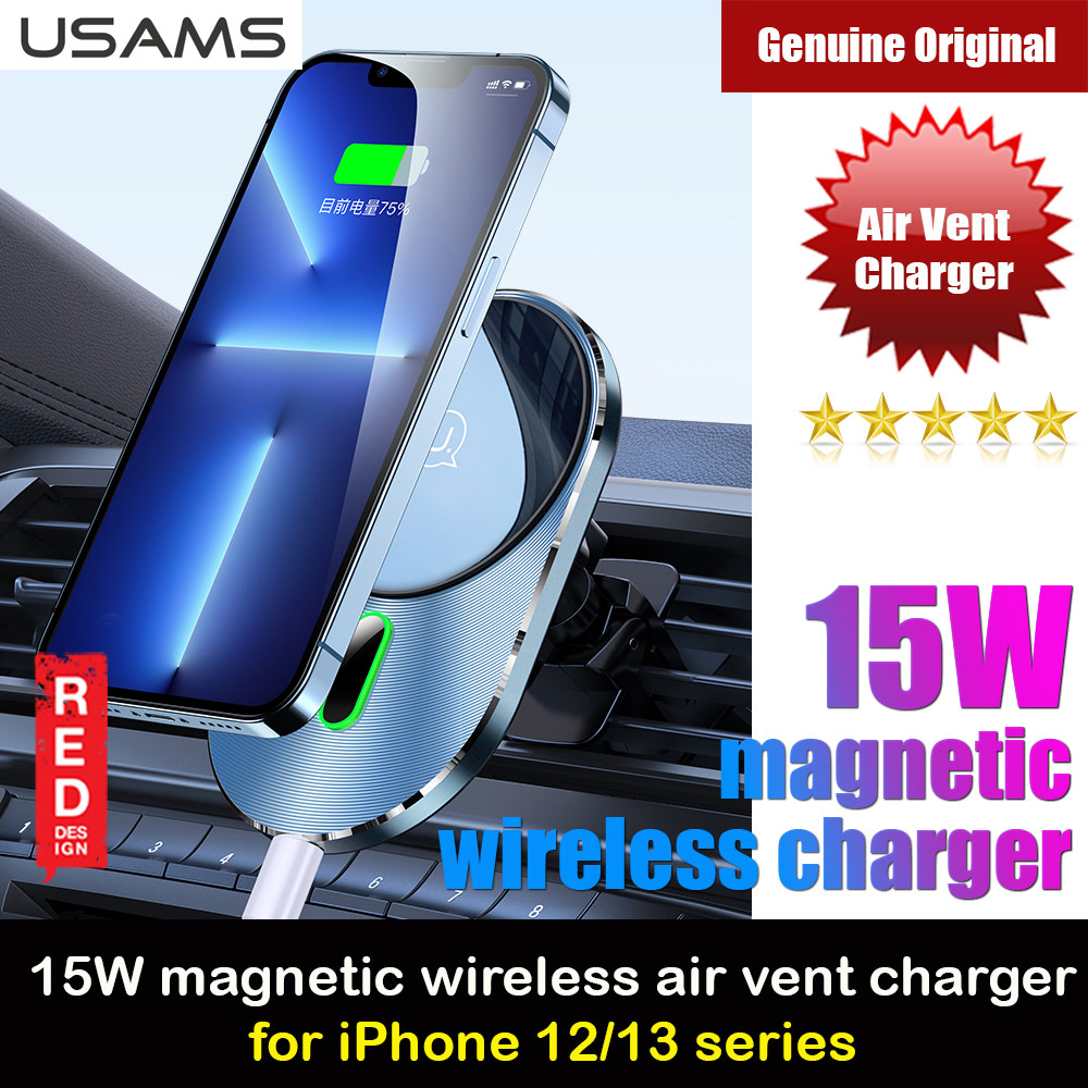 Picture of USAMS Magnetic Car Wireless Charging 15W Max Car Mount Phone Holder for iPhone 13 Pro Max iPhone 12 Pro Max Galaxy S21 Ultra Note 20 Ultra (Air Vent) Red Design- Red Design Cases, Red Design Covers, iPad Cases and a wide selection of Red Design Accessories in Malaysia, Sabah, Sarawak and Singapore 