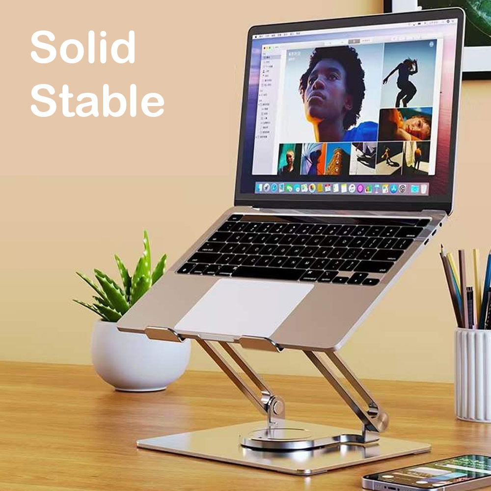 Picture of 360 Degree Rotatable Adjustable Height Angle Laptop Stand Laptop Stand Aluminium Laptop Foldable Stand for Apple MacBook Pro Laptops Notebook Tablets iPad iPad Pro(Silver)