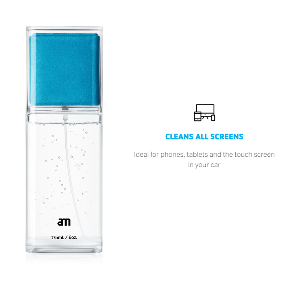 Picture of AM Get Clean Giant Anti-Schmutz spray and mighty microfiber cloth made for large displays, keyboards and TV screens (Blue)