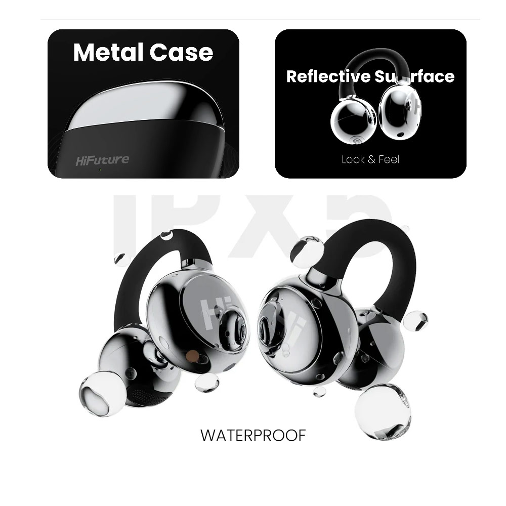 Picture of HiFuture Flexclip Bluetooth 5.4 Comfort Open Ear Headphones Waterproof with ENC Noise Cancellation (Black)