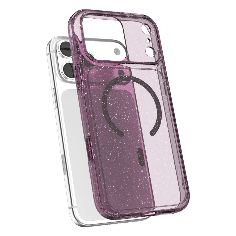 Picture of Apple iPhone 18 Pro Case | JTLEGEND Hybrid Cusion Glitter Mag Case for iPhone 18 Pro - Crystal Berry Wine