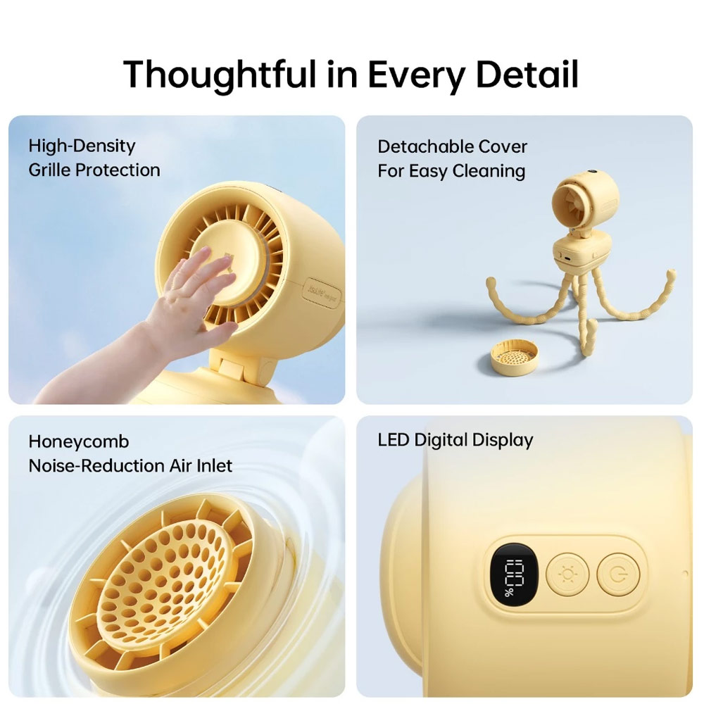 Picture of JisuLife Stroller Fan 4 Portable Baby Stroller Fan 5000mAh 38H Long Battery Ultra Quiet Natural Wind Octopus Stand Fan (Blue)