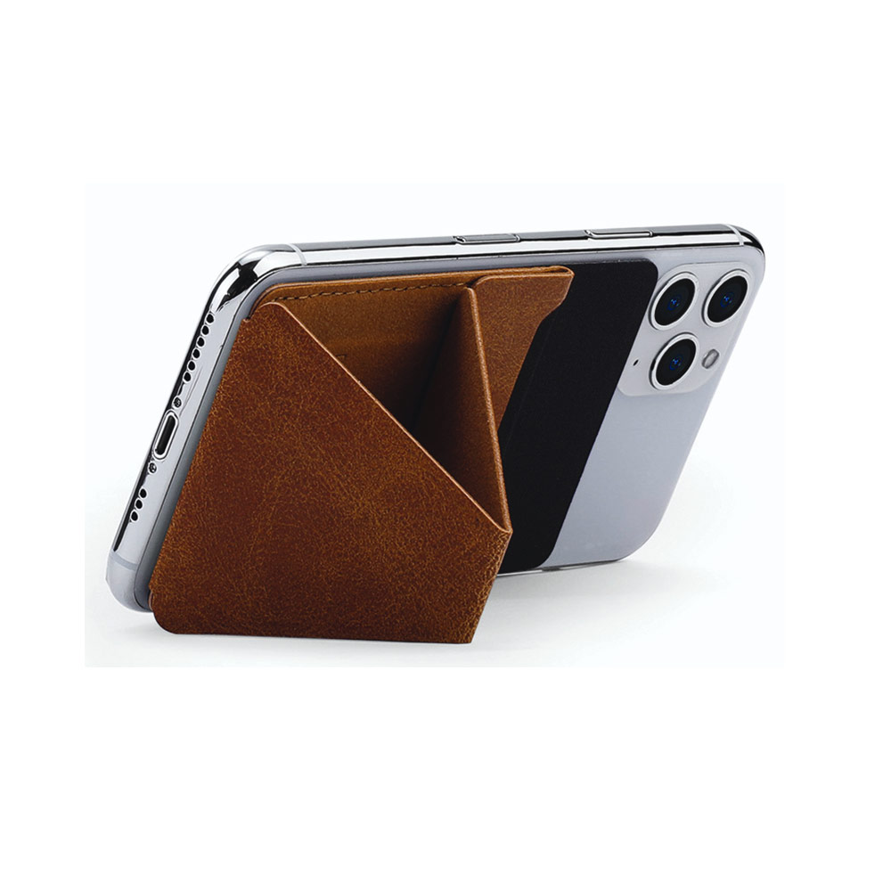 Picture of Apple iPhone 12 mini 5.4  | MOFT X Invisible Phone Stand Adhesive Reusable Adhesive 4-in-1 Phone Stand Card Holder Adjustable Viewing Angles Thin Design with Grip to be Held for iPhone 12 iPhone 13 Series Huawei Samsung Vivo Xiaomi (Leather Brown)