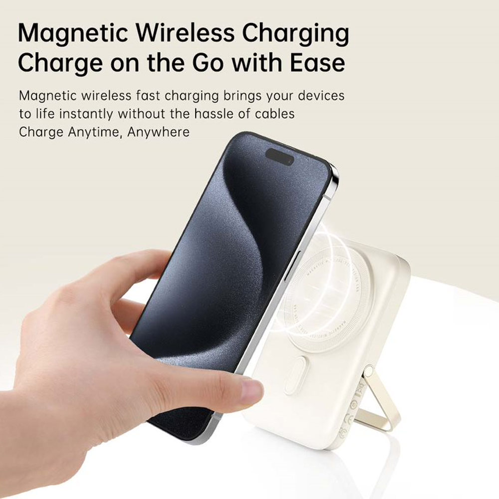 Picture of Rock P20 SE PD20W 15W Magnetic Wireless Charging Fast Charge 10000mAh Travel Portable Small Palm Size Compact Mini Power Bank powerbank Stand Holder (Black)