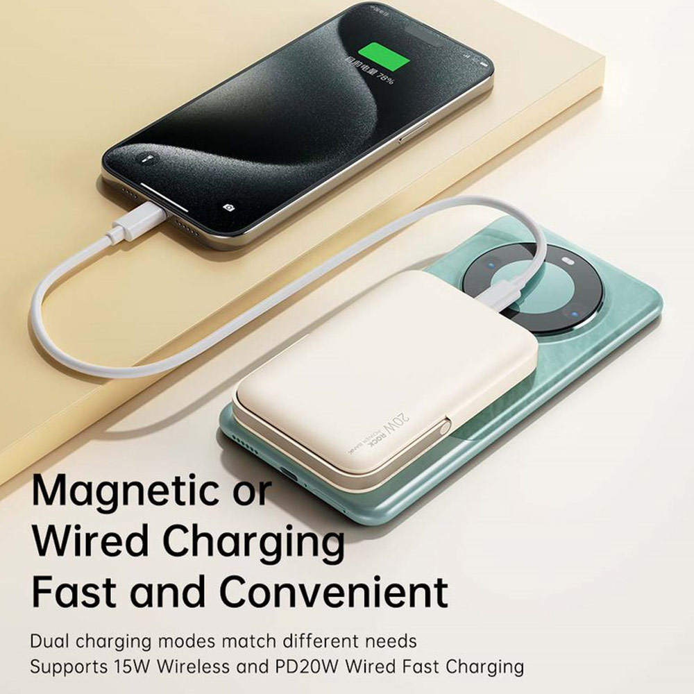 Picture of Rock P20 SE PD20W 15W Magnetic Wireless Charging Fast Charge 10000mAh Travel Portable Small Palm Size Compact Mini Power Bank powerbank Stand Holder (Black)