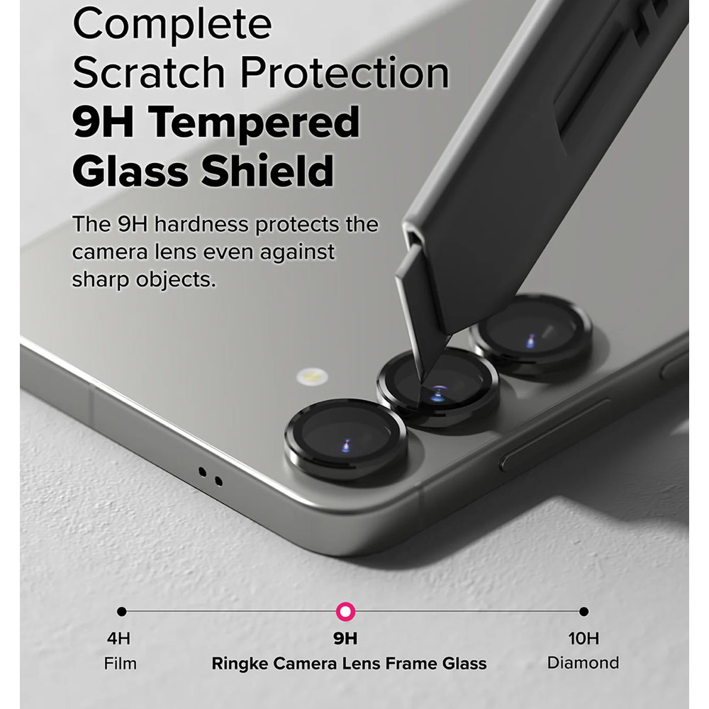 Picture of Samsung Galaxy S25  | Ringke Camera Lens Frame Glass Protector with Easy Installation for Samsung Galaxy S25 (Black)