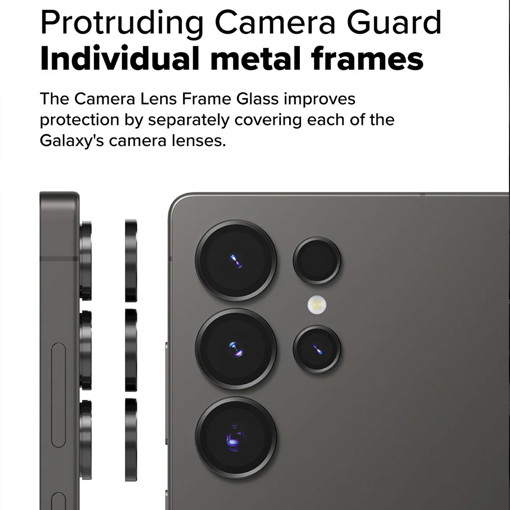 Picture of Samsung Galaxy S25 Ultra  | Ringke Camera Lens Frame Glass Protector with Easy Installation for Samsung Galaxy S25 Ultra (Black)
