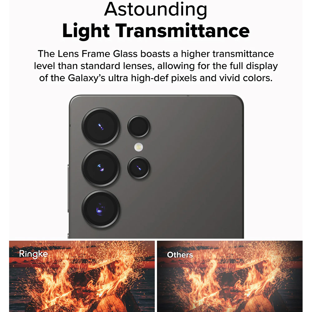 Picture of Samsung Galaxy S25 Ultra  | Ringke Camera Lens Frame Glass Protector with Easy Installation for Samsung Galaxy S25 Ultra (Black)