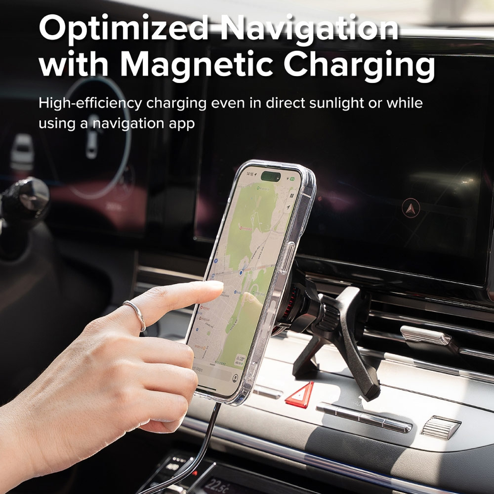 Picture of Apple iPhone 14 Pro Max 6.7  | Ringke Peltier Magnetic Car Drive Qi Wireless Charging 15W Max Fast Charge Air Vent Car Mount Phone Holder for iPhone 14 Pro Max 13 Pro Max (Air Vent)