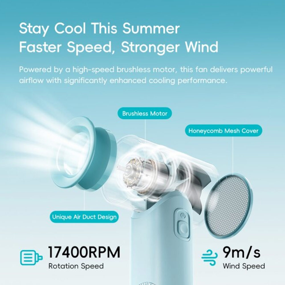 Picture of Rock Crayon ShinChan 5 Ultra Speed Strong Wind Force Portable Mini Handheld Fan 3000mAh 17400RPM (Beige)