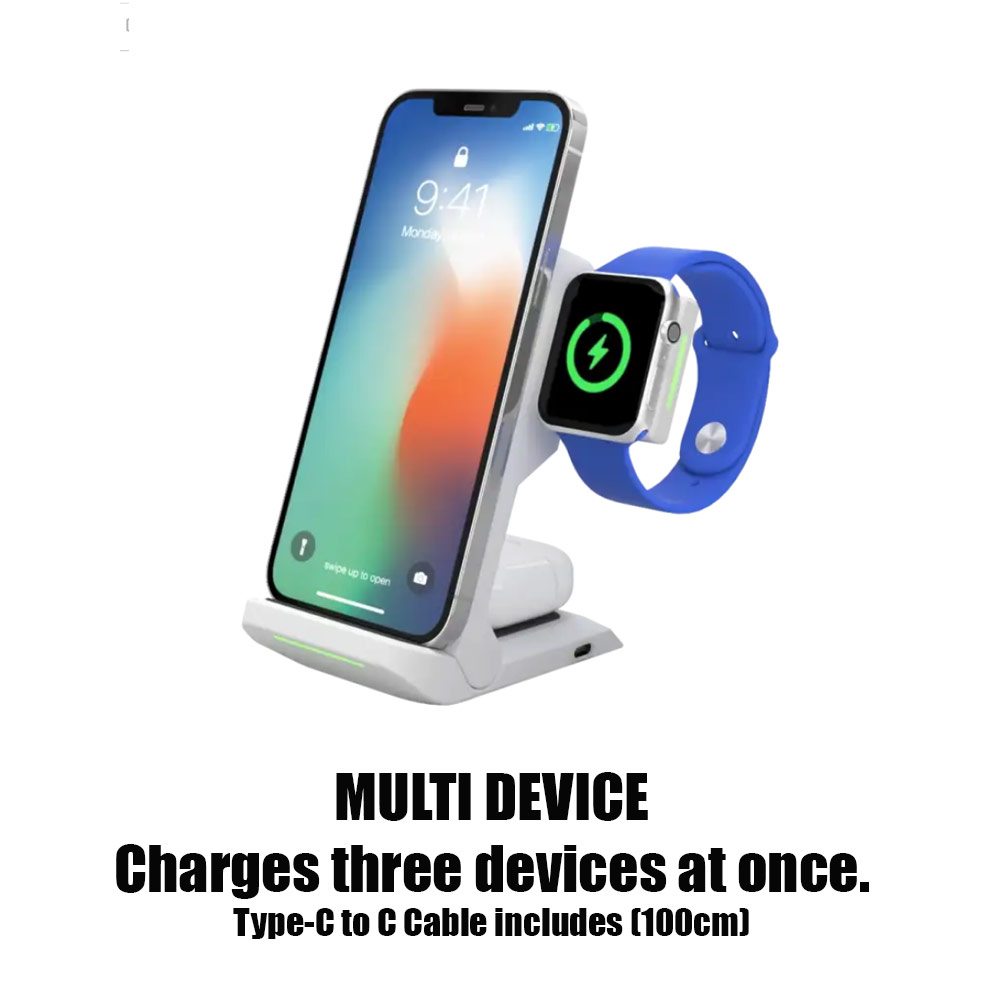 Picture of Apple Watch 44mm  | STM ChargeTree Go 3 in 1 Wireless Charging Station Max 15W for iPhone 14 Pro Max Air Pods Pro Apple Watch