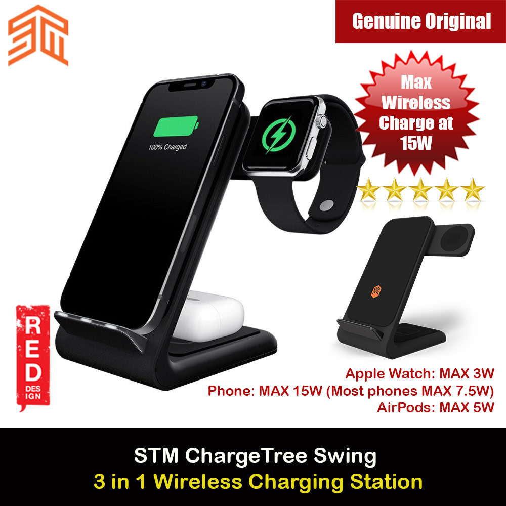 Picture of STM ChargeTree Swing 3 in 1 Wireless Charging Station Max 15W for Smartphone iPhone 11 Pro Max iPhone 12 Pro Max Airpods Pro Apple Watch Apple Airpods 1- Apple Airpods 1 Cases, Apple Airpods 1 Covers, iPad Cases and a wide selection of Apple Airpods 1 Accessories in Malaysia, Sabah, Sarawak and Singapore 