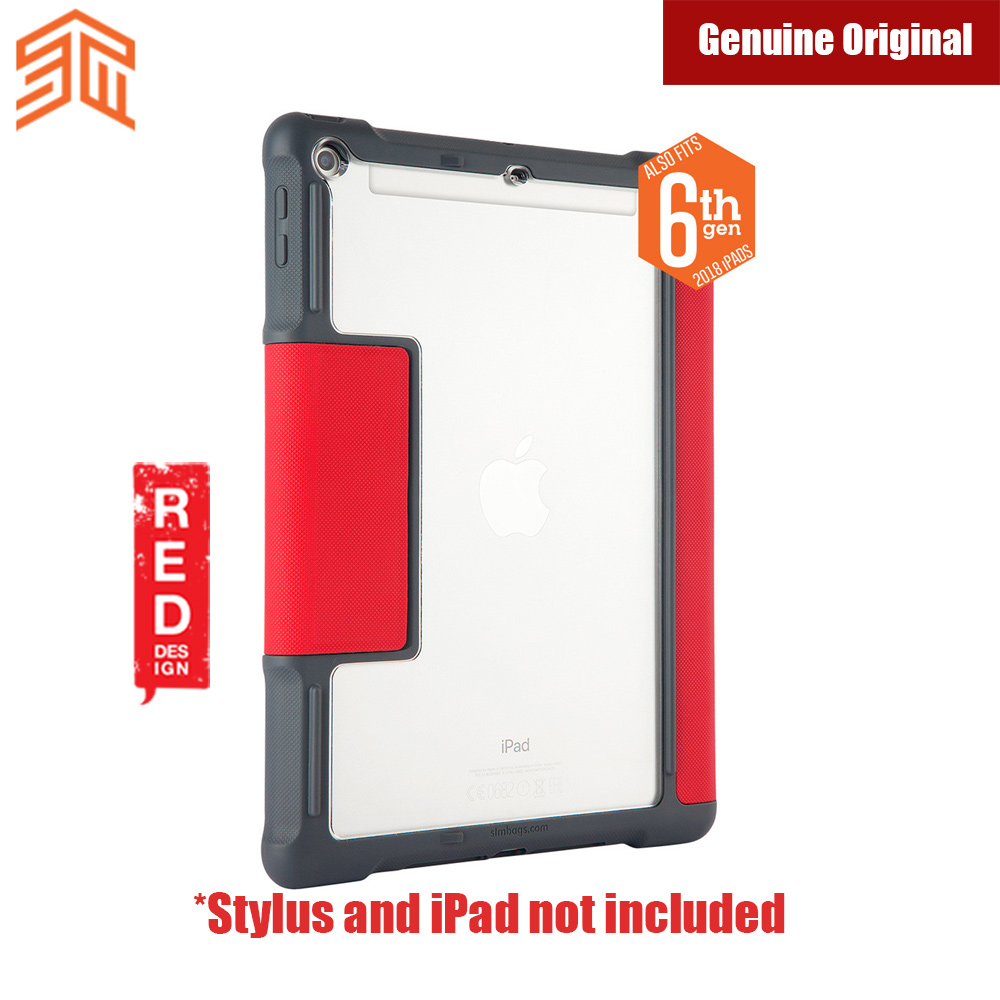 Picture of Apple iPad 9.7 2017 Case | STM Dux Plus iPad 5th 6th Gen iPad 9.7 2017 2018 Case With Apple Pencil Storage (Red)