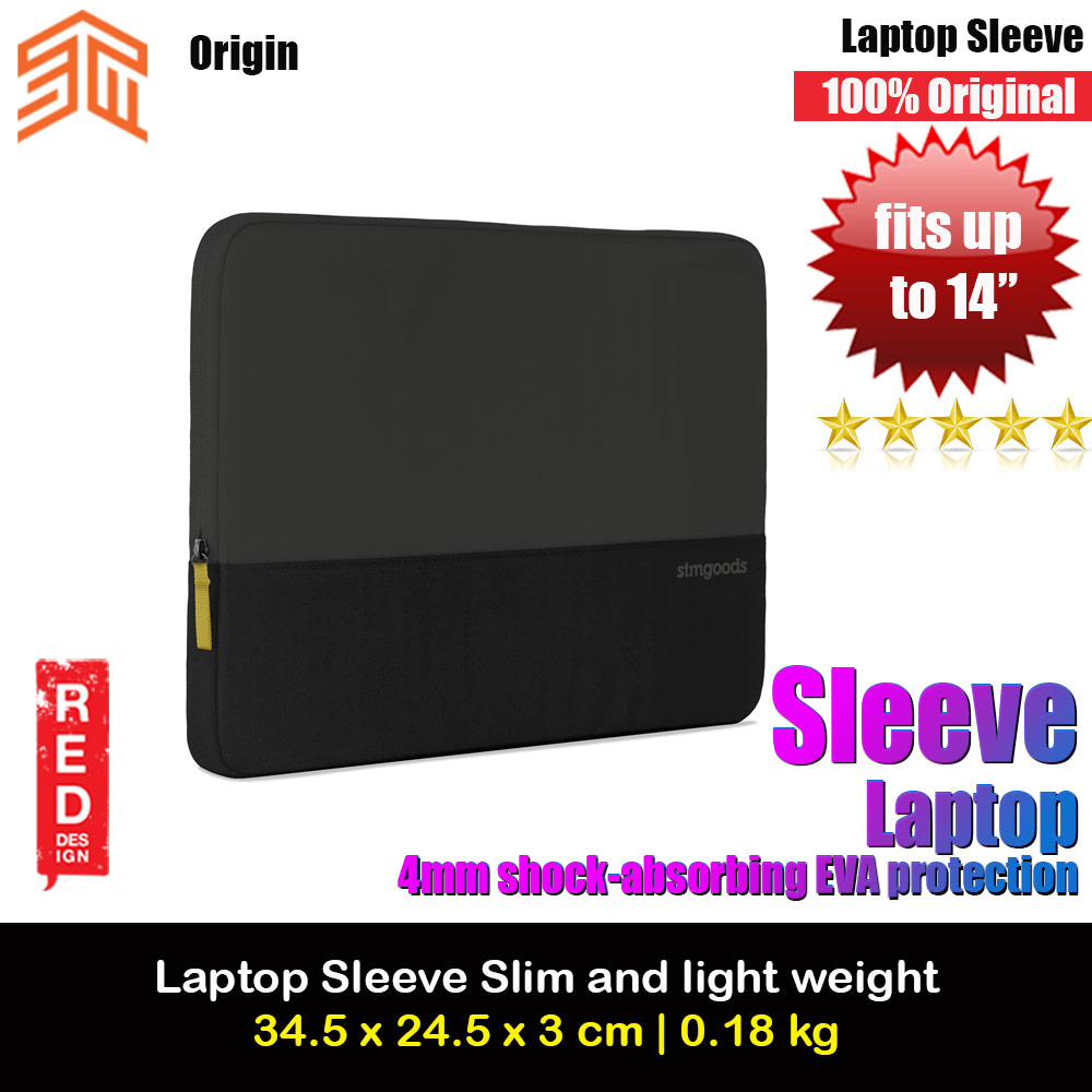 Picture of STM Origin Slim and Lightweight with Shock Absorbing Secure Zip Laptop Sleeve up to 14" - Slate Black Red Design- Red Design Cases, Red Design Covers, iPad Cases and a wide selection of Red Design Accessories in Malaysia, Sabah, Sarawak and Singapore 