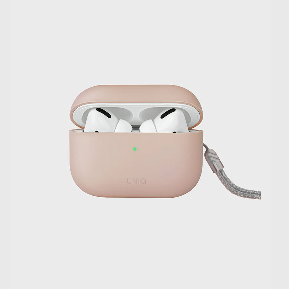 Picture of Apple Airpods Pro 2 Case | Uniq Lino Liquid Silicone Protective Hard Case with Strap for Apple Airpods Pro 2 (Pink)