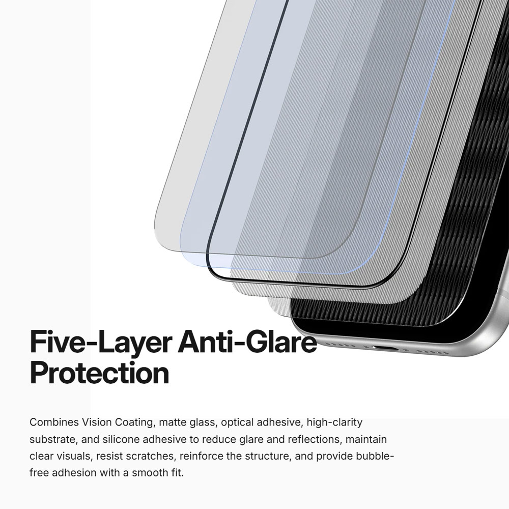 Picture of Apple iPhone 18 Pro Screen Protector | Amazingthing RADIX Vision Matte Full Tempered Glass 3D Frame Screen Protector for iPhone 18 Pro Max - Matte