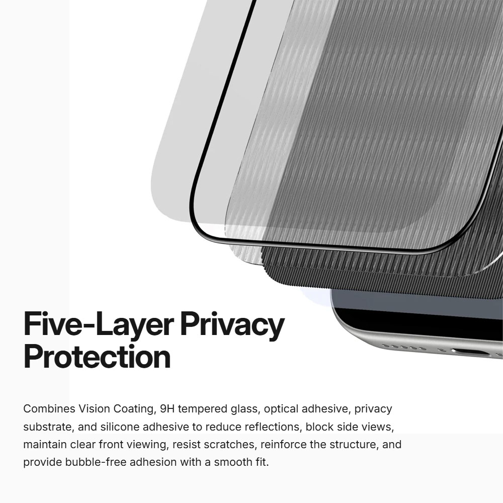 Picture of Apple iPhone 18 Pro Max Screen Protector | Amazingthing RADIX Vision Privacy Full Tempered Glass 3D Frame Screen Protector for iPhone 18 Pro Max 6.9 - Privacy