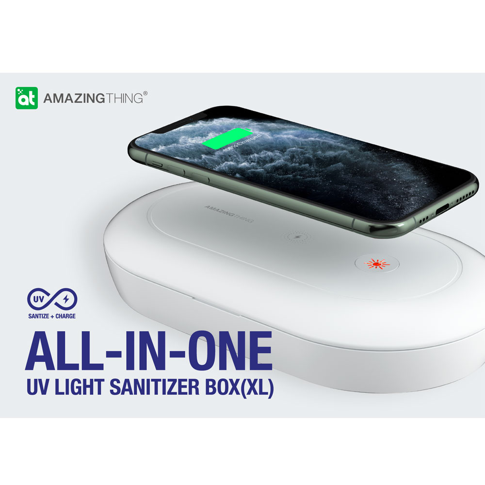 Picture of Amazingthing All in One UVC Light Sanitizer Box Kill bacteria with 10W Fast Wireless Charging for Smartphone Smartwatch Airpods