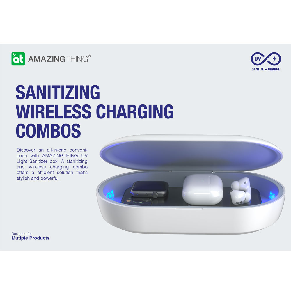 Picture of Amazingthing All in One UVC Light Sanitizer Box Kill bacteria with 10W Fast Wireless Charging for Smartphone Smartwatch Airpods