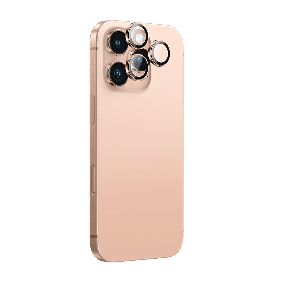 Picture of Apple iPhone 16 Pro 6.3  | Amazingthing Supreme AR Camera Lens Glass Aluminum Frame Defender Tempered Glass Protector for iPhone 16 Pro 6.3 iPhone 16 Pro Max 6.9 (3PCS Rose Gold)