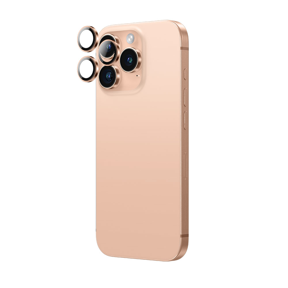 Picture of Apple iPhone 16 Pro 6.3  | Amazingthing Supreme AR Camera Lens Glass Aluminum Frame Defender Tempered Glass Protector for iPhone 16 Pro 6.3 iPhone 16 Pro Max 6.9 (3PCS Rose Gold)