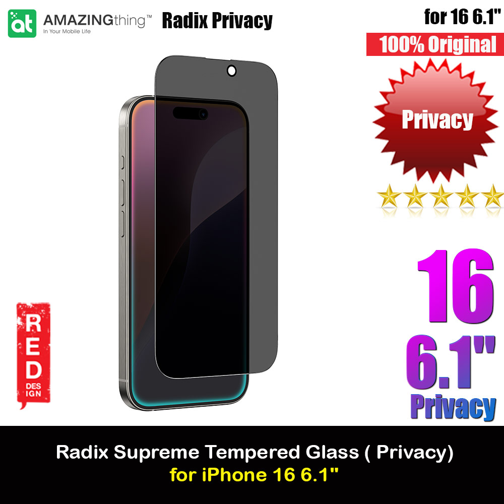 Picture of Amazingthing Radix Supreme Privacy Fully Covered Tempered Glass for iPhone 16 6.1 (Privacy) Apple iPhone 16 6.1- Apple iPhone 16 6.1 Cases, Apple iPhone 16 6.1 Covers, iPad Cases and a wide selection of Apple iPhone 16 6.1 Accessories in Malaysia, Sabah, Sarawak and Singapore 