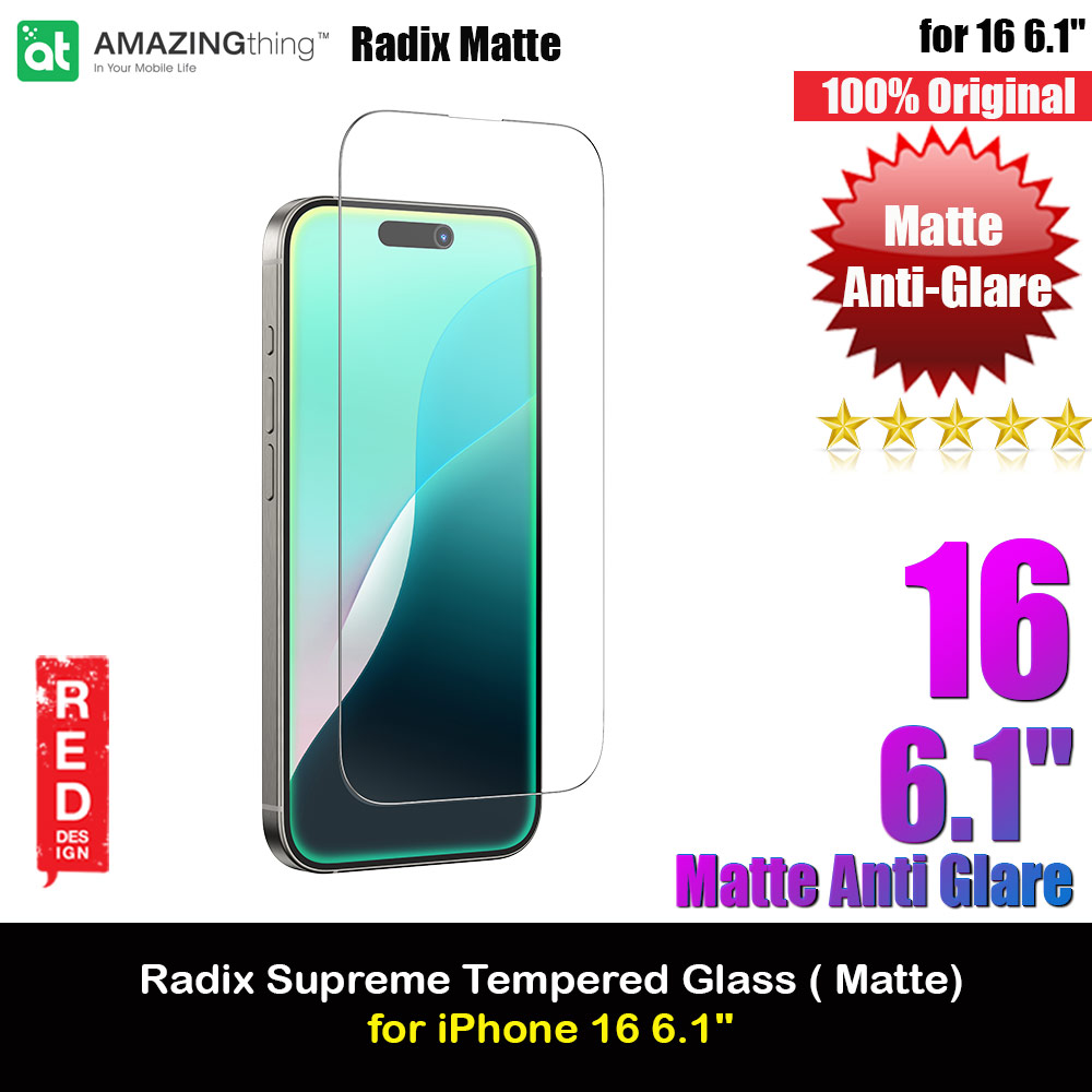 Picture of Amazingthing Radix Supreme Matte Anti Glare Fully Covered Tempered Glass for iPhone 16 6.1 (Matte Anti Glare) Apple iPhone 16 6.1- Apple iPhone 16 6.1 Cases, Apple iPhone 16 6.1 Covers, iPad Cases and a wide selection of Apple iPhone 16 6.1 Accessories in Malaysia, Sabah, Sarawak and Singapore 