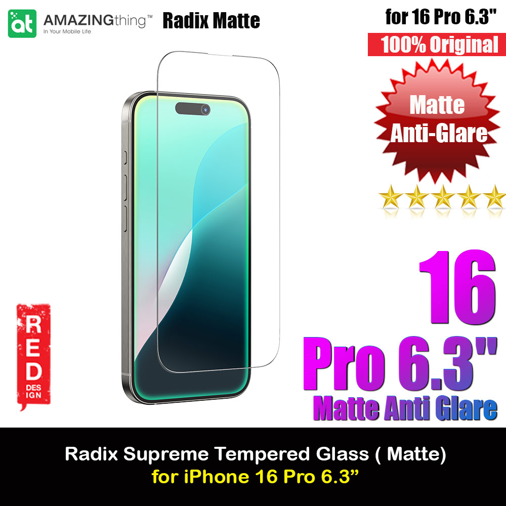 Picture of Amazingthing Radix Supreme Matte Anti Glare Fully Covered Tempered Glass for iPhone 16 Pro 6.3 (Matte Anti Glare) Apple iPhone 16 Pro 6.3- Apple iPhone 16 Pro 6.3 Cases, Apple iPhone 16 Pro 6.3 Covers, iPad Cases and a wide selection of Apple iPhone 16 Pro 6.3 Accessories in Malaysia, Sabah, Sarawak and Singapore 