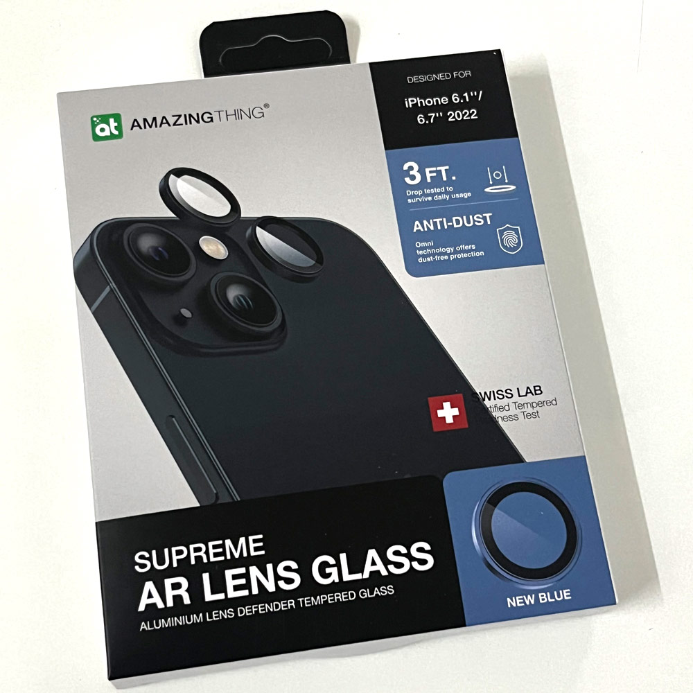 Picture of Apple iPhone 14 6.1  | Amazingthing Supreme AR Lens Glass Aluminum Defender Tempered Glass Protector for iPhone 14 6.1 iPhone 14 Plus 6.7 (2PCS New Blue)