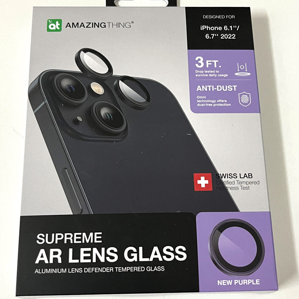 Picture of Apple iPhone 14 6.1  | Amazingthing Supreme AR Lens Glass Aluminum Defender Tempered Glass Protector for iPhone 14 6.1 iPhone 14 Plus 6.7 (2PCS New Purple)