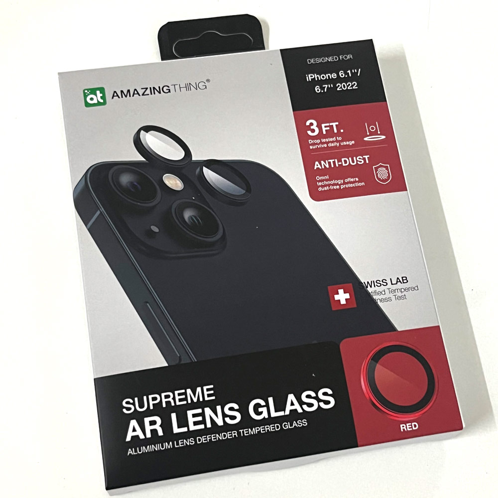 Picture of Apple iPhone 14 6.1  | Amazingthing Supreme AR Lens Glass Aluminum Defender Tempered Glass Protector for iPhone 14 6.1 iPhone 14 Plus 6.7 (2PCS Red)