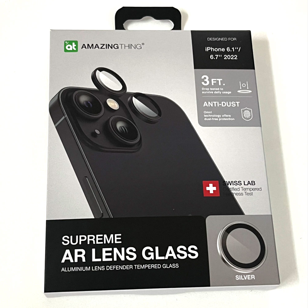 Picture of Apple iPhone 14 6.1  | Amazingthing Supreme AR Lens Glass Aluminum Defender Tempered Glass Protector for iPhone 14 6.1 iPhone 14 Plus 6.7 (2PCS Silver)