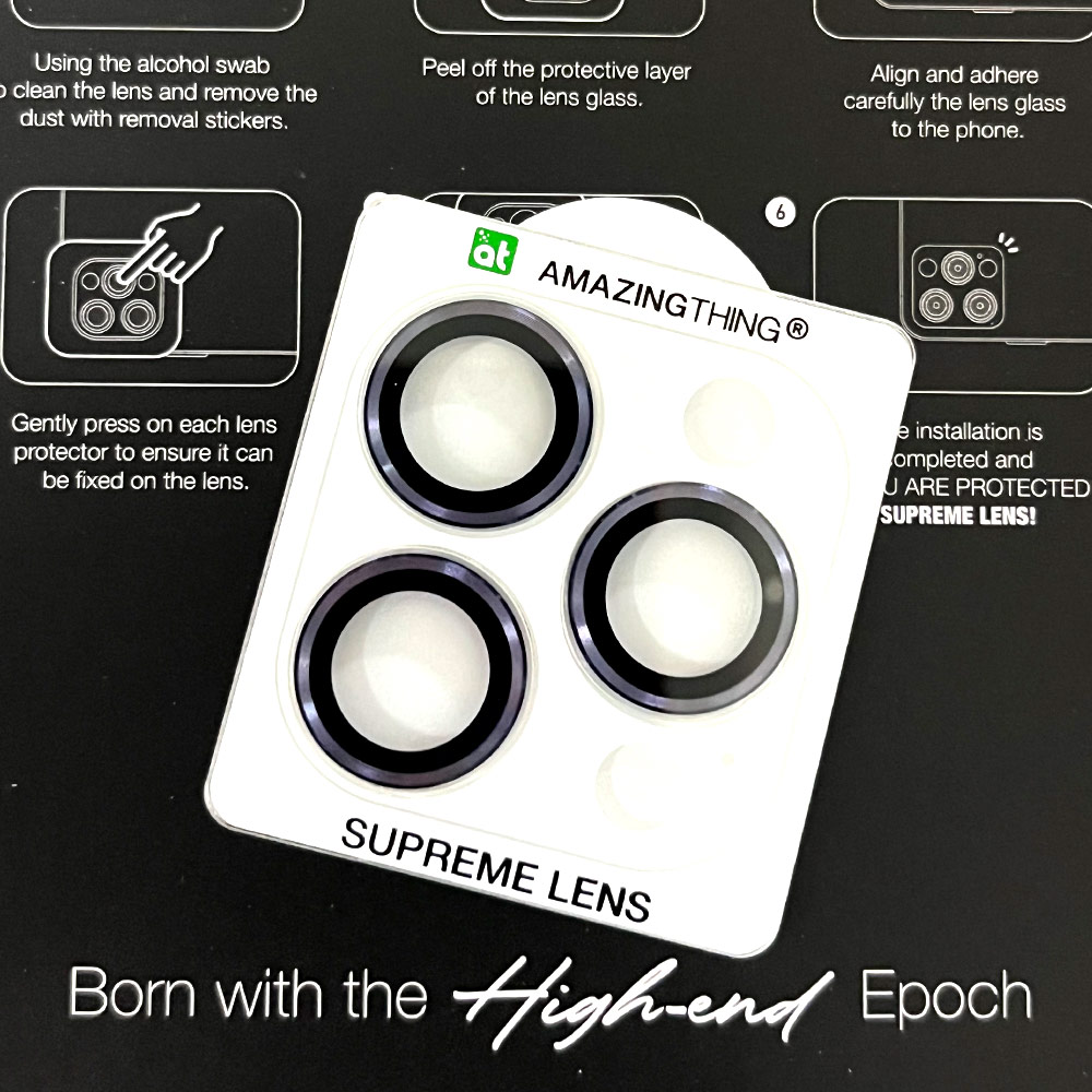 Picture of Apple iPhone 14 Pro 6.1  | Amazingthing Supreme AR Lens Glass Aluminum Defender Tempered Glass Protector for iPhone 14 Pro 6.1 iPhone 14 Pro Max 6.7 (3PCS New Purple)