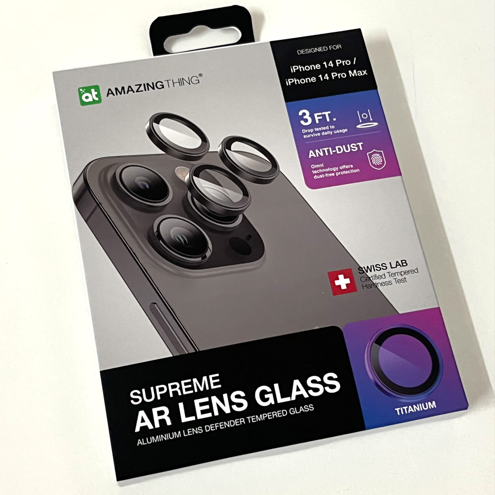 Picture of Apple iPhone 14 Pro 6.1  | Amazingthing Supreme AR Lens Glass Aluminum Defender Tempered Glass Protector for iPhone 14 Pro 6.1 iPhone 14 Pro Max 6.7 (3PCS Symphony Purple)