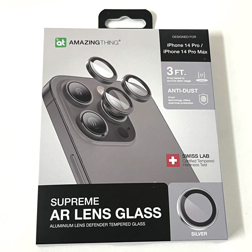 Picture of Apple iPhone 14 Pro 6.1  | Amazingthing Supreme AR Lens Glass Aluminum Defender Tempered Glass Protector for iPhone 14 Pro 6.1 iPhone 14 Pro Max 6.7 (3PCS Silver)