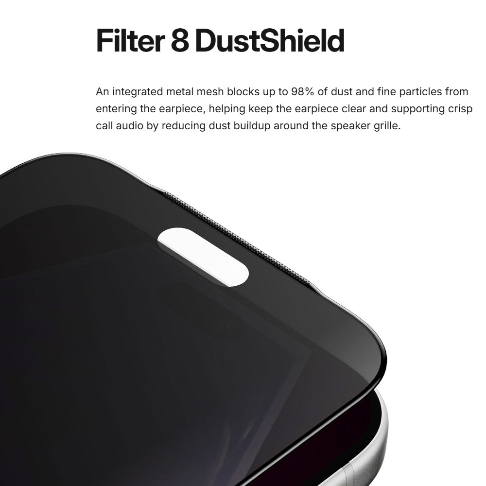 Picture of Apple iPhone 18 Pro Screen Protector | Amazingthing Titan Care Matte Privacy 3D Frame Full Tempered Glass Screen Protector with Dust Filter for iPhone 18 Pro - Matte Privacy