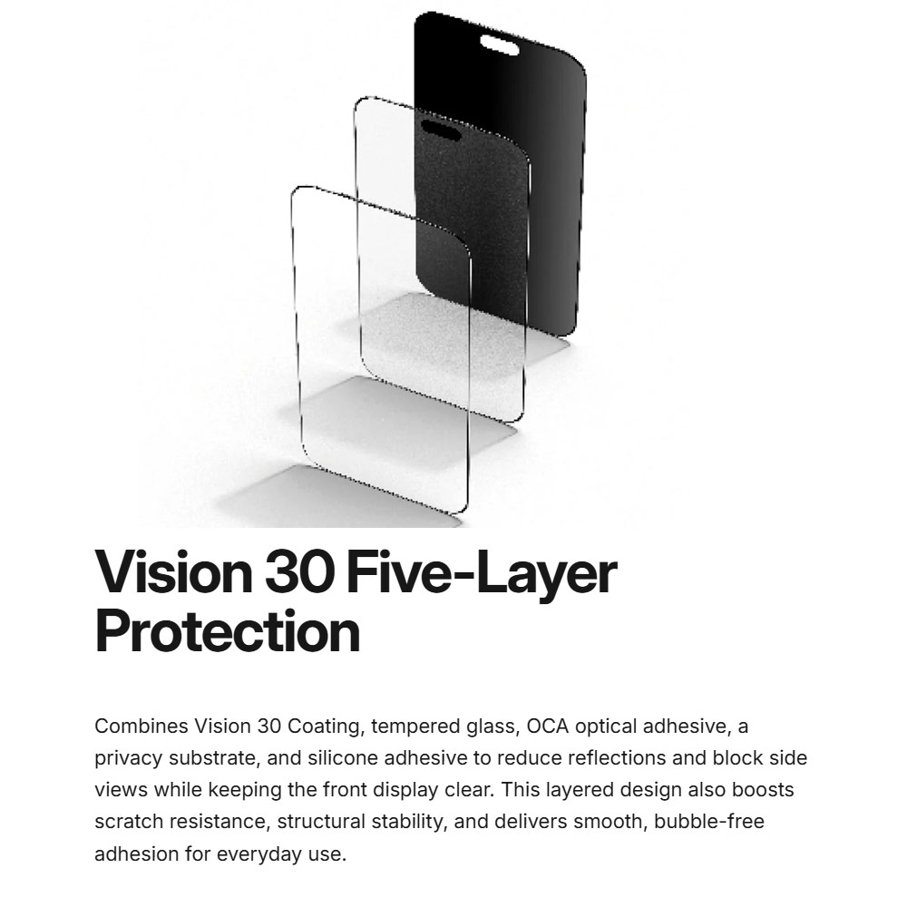 Picture of Apple iPhone 18 Pro Screen Protector | Amazingthing TITAN Vision 30 Privacy 3D Pro Frame Full Tempered Glass Screen Protector with Dust Filter for for iPhone 18 Pro - Privacy