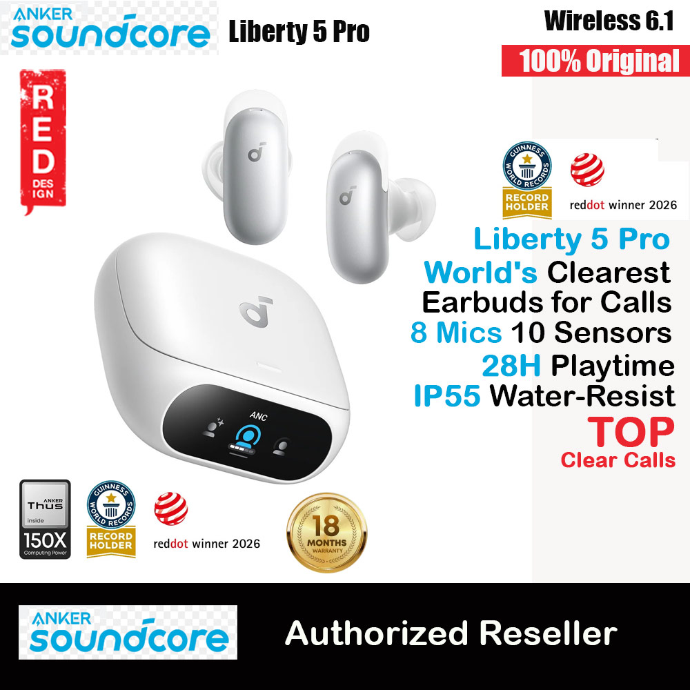 Picture of Soundcore by Anker Liberty 5 Pro ANC Wireless Earbuds Guinness World Records Clearest Clear Calls Adaptive Noise Cancelling LDAC Hi-Res Audio TWS Earbuds (Pearl White) Red Design- Red Design Cases, Red Design Covers, iPad Cases and a wide selection of Red Design Accessories in Malaysia, Sabah, Sarawak and Singapore 