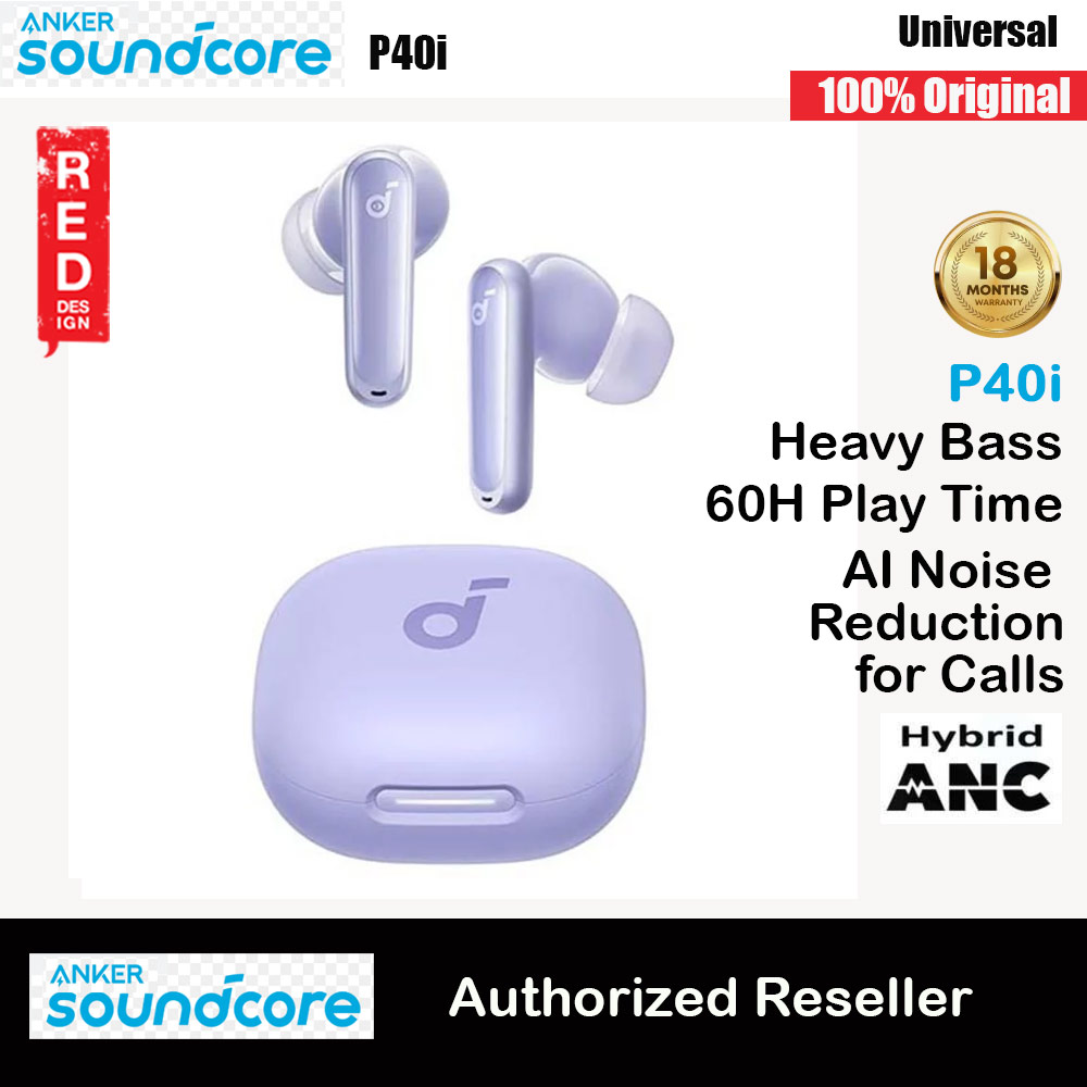 Picture of Anker Soundcore P40i Wireless Earbuds With Noise Cancelling Adaptive Heavy Bass 60H Playtime (Purple) Red Design- Red Design Cases, Red Design Covers, iPad Cases and a wide selection of Red Design Accessories in Malaysia, Sabah, Sarawak and Singapore 