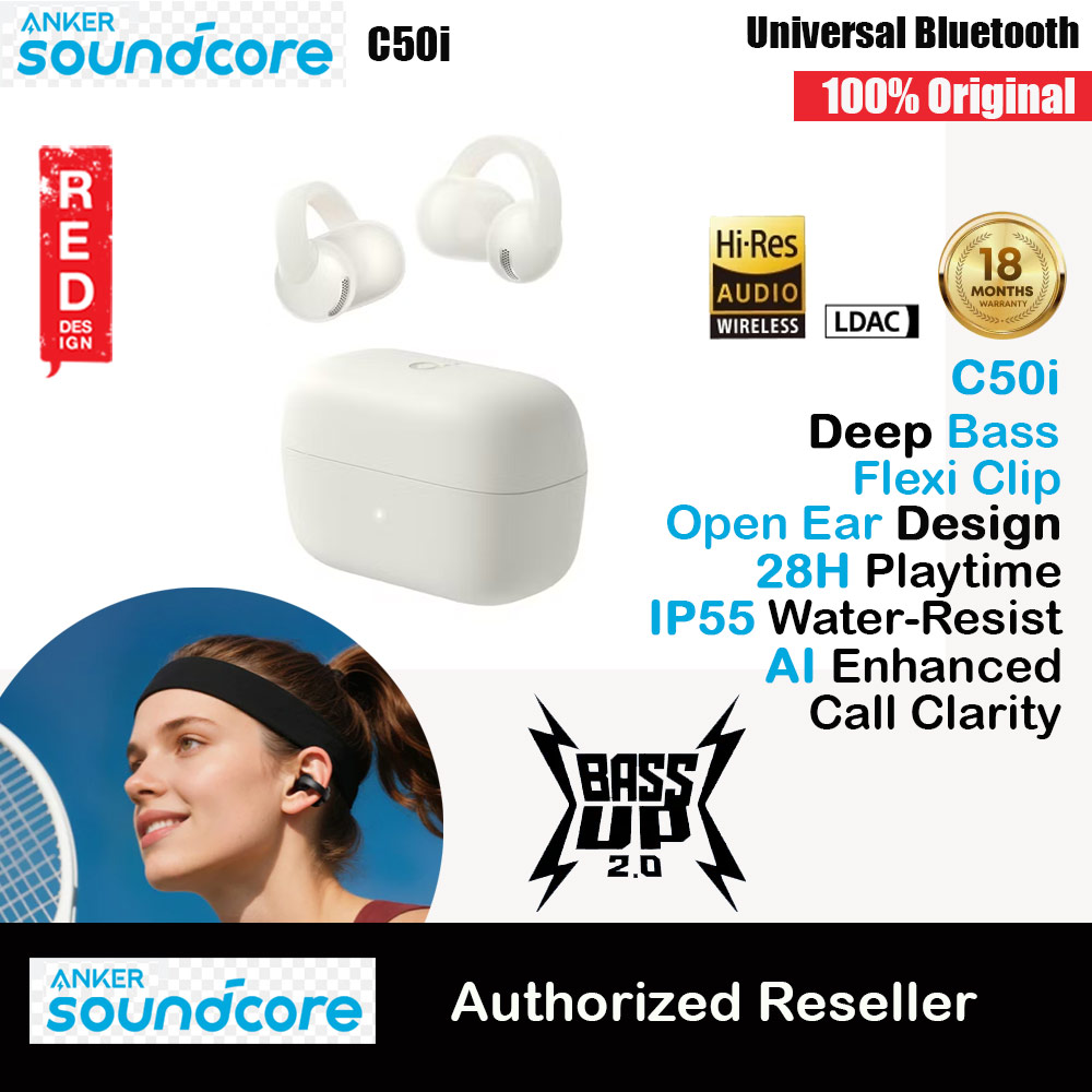 Picture of soundcore by ANKER C50i Open Ear Earbuds Clip Earphone Comfort Stable Fit Free Sport Earbud with Strong Bass Clear Call (White) Red Design- Red Design Cases, Red Design Covers, iPad Cases and a wide selection of Red Design Accessories in Malaysia, Sabah, Sarawak and Singapore 