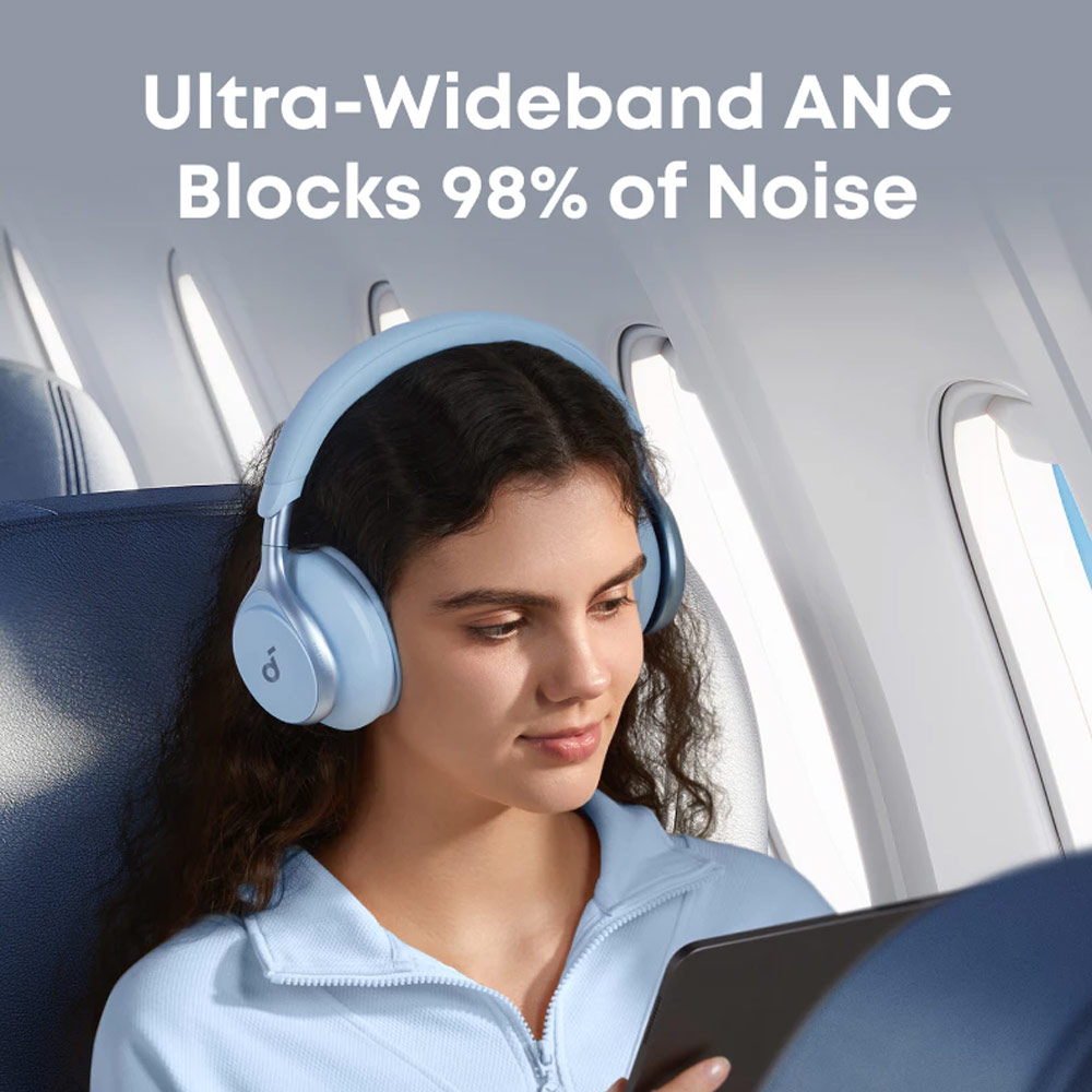 Picture of Soundcore by Anker Space One Headphones Hi-Res Sound Hybrid Active Noise Cancelling Headsets ANC TWS-A3035 (Blue)