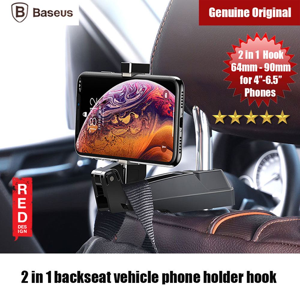 Picture of Baseus Car Backseat 2 in 1 Hook and Phone Holder Hook for iPhone 13 Pro Max 14 Pro Max Galaxy S23 Ultra (Black)